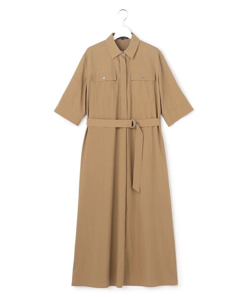 23区 S（ニジュウサンクチイサイサイズ）の「レーヨンタイプライター シャツ ワンピース（シャツワンピース・レディース・ネイビー系/ダークブラウン系/黄土色系・32）」の14枚目の写真