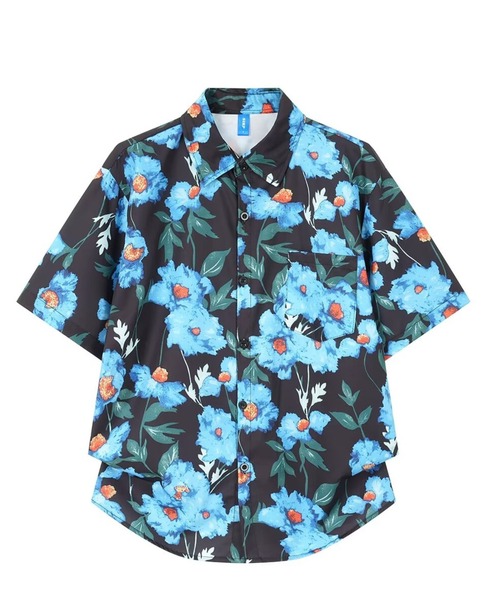 FreeZone(フリーゾーン)の「フラワープリントオーバーサイズ半袖シャツ(Tシャツ/カットソー・メンズ・イエロー/ブルー・F)」の5枚目の写真