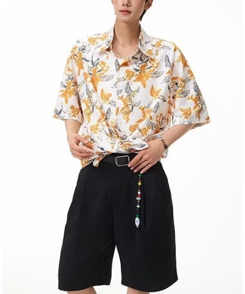 FreeZone(フリーゾーン)の「フラワープリントオーバーサイズ半袖シャツ(Tシャツ/カットソー・メンズ・イエロー/ブルー・F)」の17枚目の写真