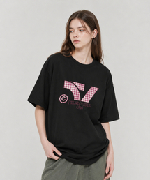 ピクニックバイブチェックロゴ半袖Tシャツ(ブラック)