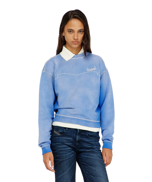 DIESEL(ディーゼル)の「ウィメンズ プルオーバースウェット F-CREW(スウェット・レディース・ブルー/ピンク系その他・SMALL/X-SMALL/X-LARGE/LARGE/MEDIUM)」の1枚目の写真