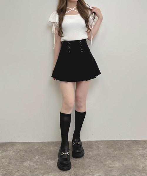 INGNI（イング）の「フロントボタンプリーツスカパン（スカート・レディース・グレー/ブラック・FREE）」の7枚目の写真