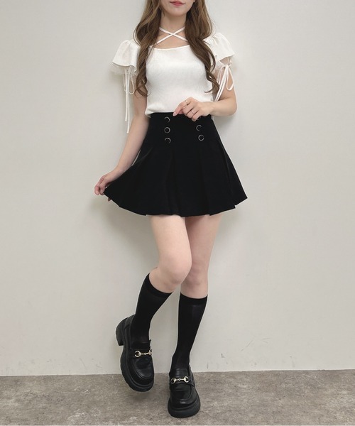 INGNI（イング）の「フロントボタンプリーツスカパン（スカート・レディース・グレー/ブラック・FREE）」の8枚目の写真