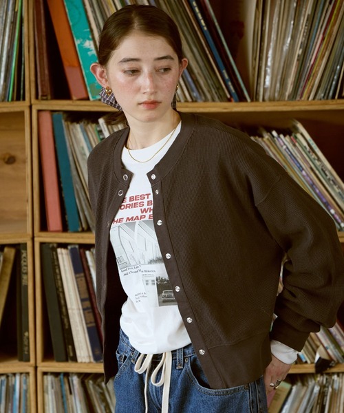 GEORGE'S(ジョージズ)の「ワッフルカーディガン(カーディガン/ボレロ・レディース・ブラウン/イエロー系その他/ボルドー/チャコールグレー・FREE)」の16枚目の写真