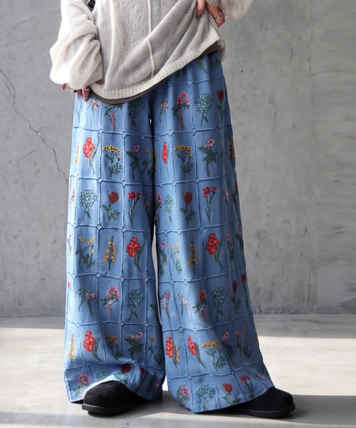 antiqua（アンティカ）の「フラワー刺繍 ワイドパンツ（その他パンツ・レディース・ホワイト/ブルー/ブラック・MEDIUM/LARGE）」の15枚目の写真