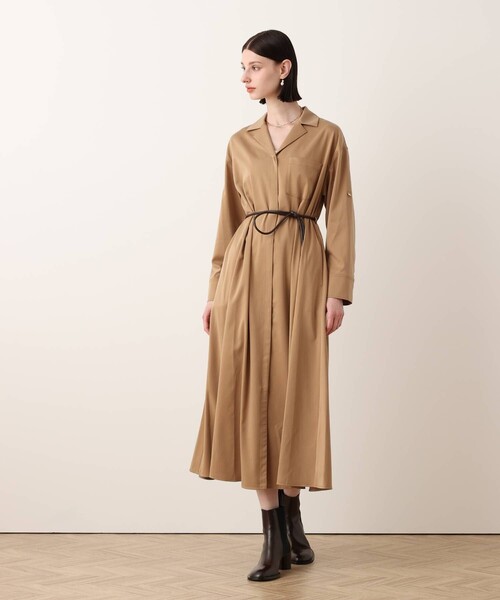 allureville(アルアバイル)の「フィブリルストレッチシャツワンピース(シャツワンピース・レディース・ブラウン/ネイビー/キャメル・2/1)」の1枚目の写真
