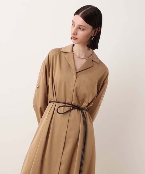allureville(アルアバイル)の「フィブリルストレッチシャツワンピース(シャツワンピース・レディース・ブラウン/ネイビー/キャメル・2/1)」の14枚目の写真