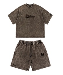 ＆RSON（アンダーソン）の「ウォッシュ加工 半袖スウェットセットアップ / 刺繍ロゴ サマースウェット（Tシャツ/カットソー）」