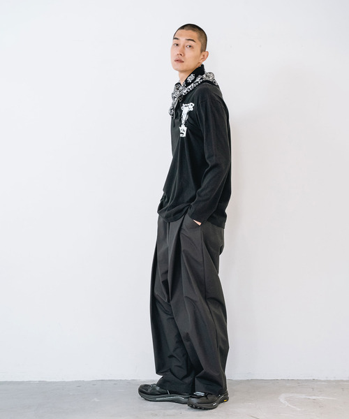 yoshiokubo(ヨシオクボ)の「yoshiokubo ヨシオクボ / Crash L/S T "GHOST TRACK" / YKF26109(Tシャツ/カットソー・メンズ・ホワイト/ブラック・3/2/1)」の4枚目の写真