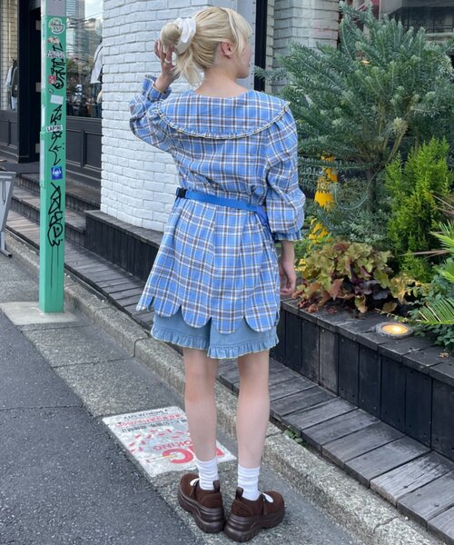 HELLO.SANFRANCISCO(ハローサンフランシスコ)の「【HELLO.SANFRANCISCO】チェックフリルビックカラーチュニック(シャツ/ブラウス・レディース・イエロー/ブルー・ONE SIZE)」の9枚目の写真