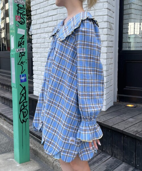 HELLO.SANFRANCISCO(ハローサンフランシスコ)の「【HELLO.SANFRANCISCO】チェックフリルビックカラーチュニック(シャツ/ブラウス・レディース・イエロー/ブルー・ONE SIZE)」の11枚目の写真