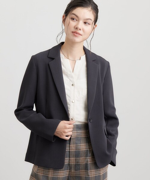 THE SHOP TK （ザ ショップ ティーケー ）の「【セットアップ可】ビジネスシングルジャケット（テーラードジャケット・レディース・スミクロ/ブラウン系その他・12/13）」の3枚目の写真