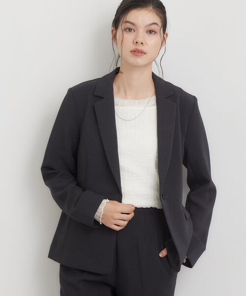 THE SHOP TK （ザ ショップ ティーケー ）の「【セットアップ可】ビジネスシングルジャケット（テーラードジャケット・レディース・スミクロ/ブラウン系その他・12/13）」の5枚目の写真