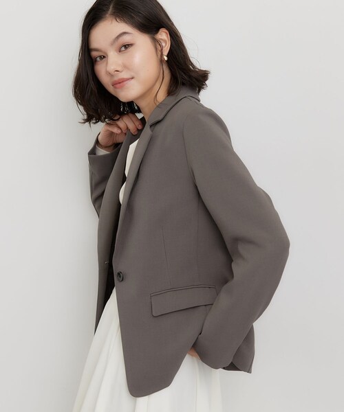THE SHOP TK （ザ ショップ ティーケー ）の「【セットアップ可】ビジネスシングルジャケット（テーラードジャケット・レディース・スミクロ/ブラウン系その他・12/13）」の12枚目の写真