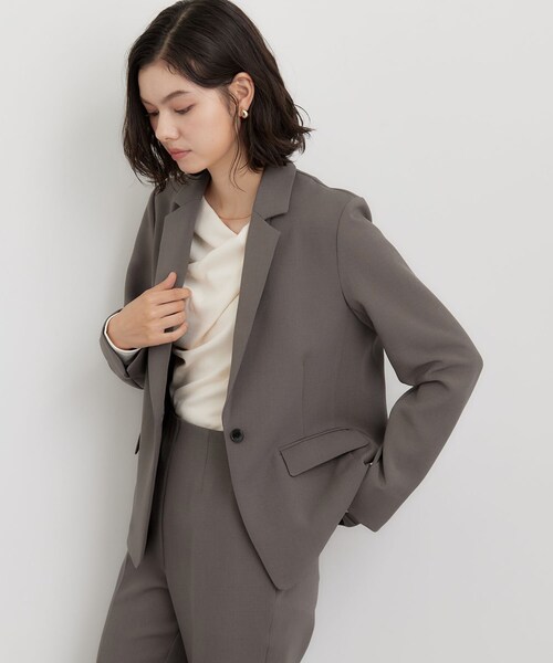THE SHOP TK （ザ ショップ ティーケー ）の「【セットアップ可】ビジネスシングルジャケット（テーラードジャケット・レディース・スミクロ/ブラウン系その他・12/13）」の14枚目の写真