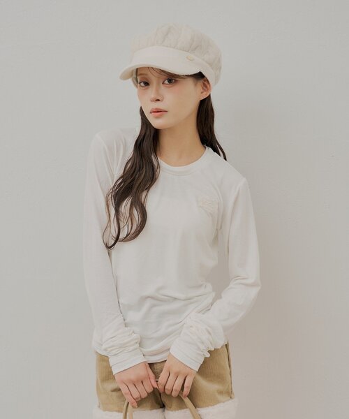 Chico(チコ)の「ケーブルニットキャスケット(キャップ・レディース・ブラック/アイボリー・FREE)」の11枚目の写真