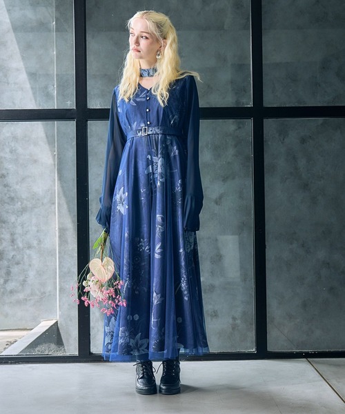 HARE(ハレ)の「【OCCASION】アートフラワーシアーレイヤーワンピース(HARE)(ワンピース・レディース・ブルー/ブラック・FREE)」の11枚目の写真