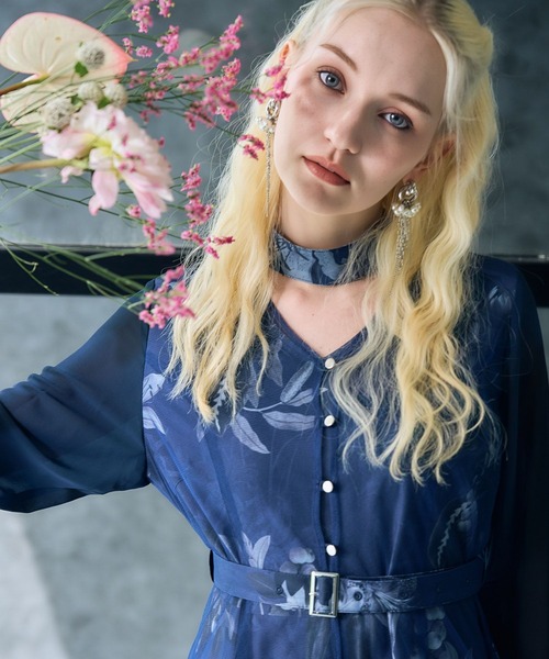 HARE(ハレ)の「【OCCASION】アートフラワーシアーレイヤーワンピース(HARE)(ワンピース・レディース・ブルー/ブラック・FREE)」の14枚目の写真