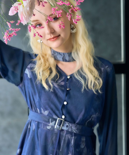HARE(ハレ)の「【OCCASION】アートフラワーシアーレイヤーワンピース(HARE)(ワンピース・レディース・ブルー/ブラック・FREE)」の15枚目の写真