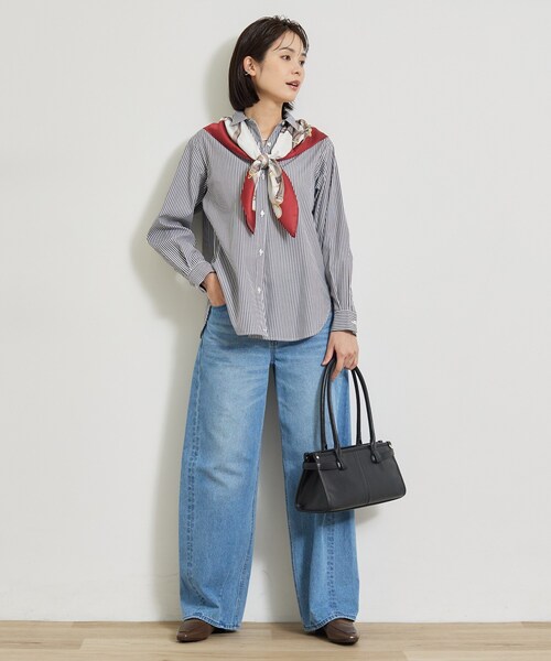 INDIVI(インディヴィ)の「【2WAY/ストライプ柄】ベーシックシャツ(シャツ/ブラウス・レディース・ワイン系1/ダークブラウン系2/グレー系2・05/38/34/15 /13/19)」の6枚目の写真
