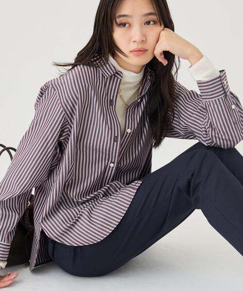 INDIVI(インディヴィ)の「【2WAY/ストライプ柄】ベーシックシャツ(シャツ/ブラウス・レディース・ワイン系1/ダークブラウン系2/グレー系2・05/38/34/15 /13/19)」の13枚目の写真