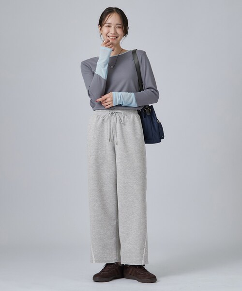 SHOO・LA・RUE(シューラルー)の「さりげなく旬をプラス カーブレースライン イージーワイドパンツ(その他パンツ・レディース・ブラック/グレー・02/03)」の5枚目の写真
