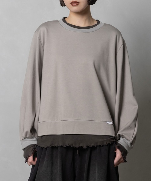 MARECHAL TERRE(マルシャルテル)の「レイヤードトップス(Tシャツ/カットソー・レディース・ブラック/ネイビー/オフホワイト/グレー・MEDIUM)」の4枚目の写真
