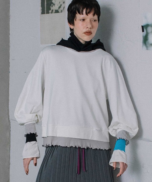 MARECHAL TERRE(マルシャルテル)の「レイヤードトップス(Tシャツ/カットソー・レディース・ブラック/ネイビー/オフホワイト/グレー・MEDIUM)」の2枚目の写真
