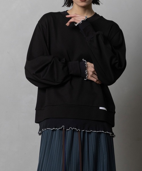 MARECHAL TERRE(マルシャルテル)の「レイヤードトップス(Tシャツ/カットソー・レディース・ブラック/ネイビー/オフホワイト/グレー・MEDIUM)」の3枚目の写真