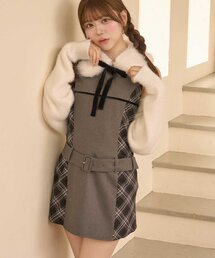 【Belle Charme】Ribbon Fur Collar Onepiece