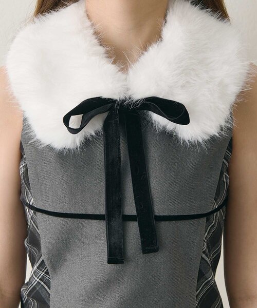 Belle Charme(ベルシャルム)の「【Belle Charme】Ribbon Fur Collar Onepiece(ワンピース・レディース・ブラック/チャコールグレー/ブラウン・FREE)」の21枚目の写真