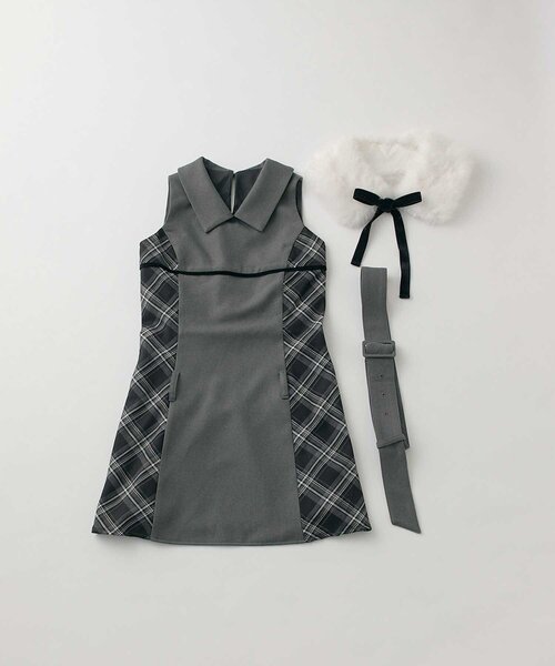 Belle Charme(ベルシャルム)の「【Belle Charme】Ribbon Fur Collar Onepiece(ワンピース・レディース・ブラック/チャコールグレー/ブラウン・FREE)」の7枚目の写真