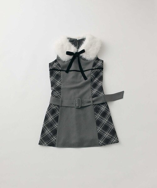 Belle Charme(ベルシャルム)の「【Belle Charme】Ribbon Fur Collar Onepiece(ワンピース・レディース・ブラック/チャコールグレー/ブラウン・FREE)」の8枚目の写真