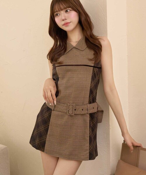 Belle Charme】Ribbon Fur Collar Onepiece（ワンピース）｜Belle
