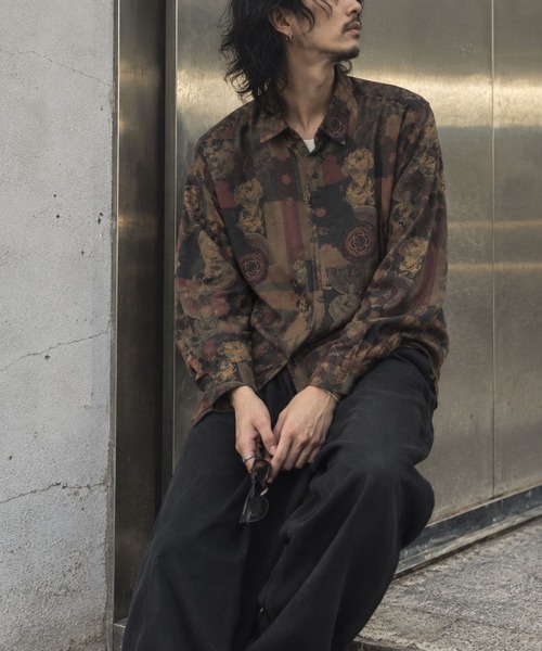 CIAO(チャオ)の「【ciao】ルーズシルエット オーバーサイズ とろみシャツ 柄シャツ(シャツ/ブラウス・レディース・ベージュ系その他/ブラック系その他/ブラック×イエロー/オリーブ/カーキブラウン/ホワイト系その他2/ブラック×ホワイト/ブラウン系その他/ホワイト系その他/ブラック/アッシュグレー/ブラック×ブルー・L/M)」の10枚目の写真