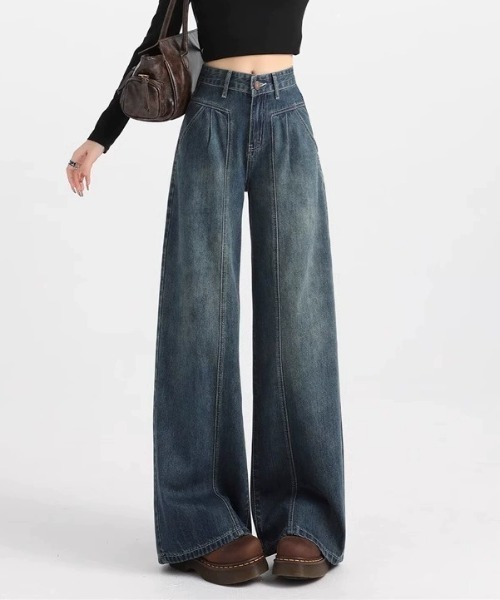 owen（オーウェン）の「ヴィンテージ ウォッシュ加工 ワイドデニムパンツ バギーパンツ（デニムパンツ・レディース・ブルー・S/L/M）」の3枚目の写真
