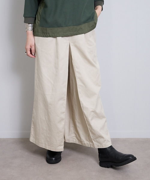 vent blanc(ヴァンブラン)の「ヴァンブラン vent blanc コットンツイル “HAKAMA” パンツ(チノパンツ・レディース・ベージュ/チャコールグレー/ネイビー・FREE)」の2枚目の写真