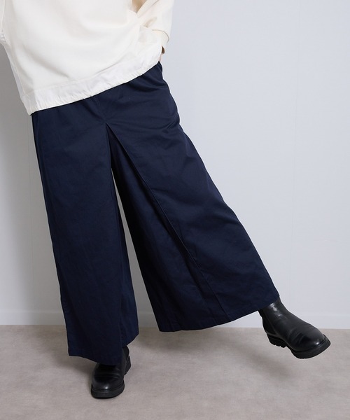 vent blanc(ヴァンブラン)の「ヴァンブラン vent blanc コットンツイル “HAKAMA” パンツ(チノパンツ・レディース・ベージュ/チャコールグレー/ネイビー・FREE)」の3枚目の写真