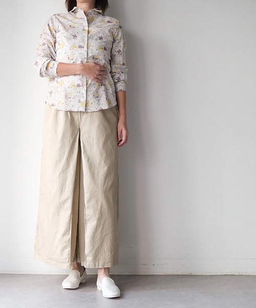 vent blanc(ヴァンブラン)の「ヴァンブラン vent blanc コットンツイル “HAKAMA” パンツ(チノパンツ・レディース・ベージュ/チャコールグレー/ネイビー・FREE)」の6枚目の写真