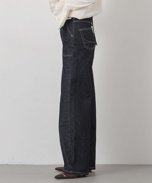 SOMETHING（サムシング）の「ＬＩＳＡレースＵＰワイド（デニムパンツ・レディース・ネイビー系・S/M）」の4枚目の写真