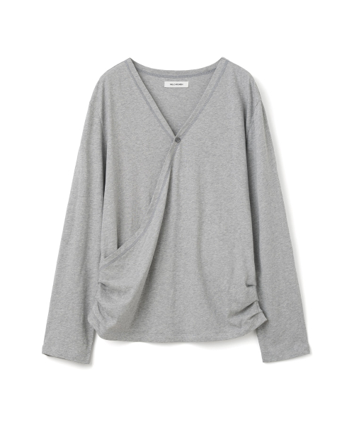 MILLO WOMEN（ミロウーマン）の「ボタンラップTシャツ [メランジ グレー]（Tシャツ/カットソー・レディース・その他・ONE SIZE）」の3枚目の写真