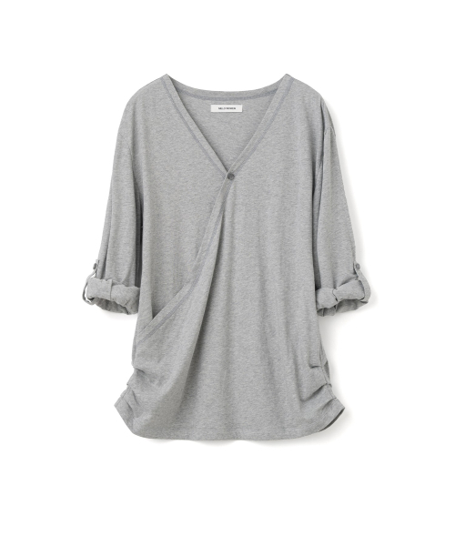 MILLO WOMEN（ミロウーマン）の「ボタンラップTシャツ [メランジ グレー]（Tシャツ/カットソー・レディース・その他・ONE SIZE）」の5枚目の写真