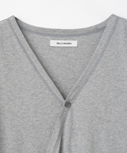 MILLO WOMEN（ミロウーマン）の「ボタンラップTシャツ [メランジ グレー]（Tシャツ/カットソー・レディース・その他・ONE SIZE）」の6枚目の写真