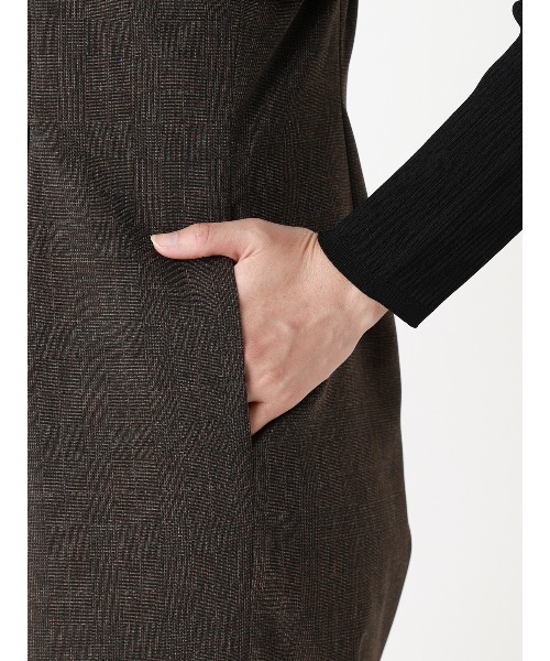 SUIT SQUARE(スーツスクエア)の「CHANTOWA/コンビネゾン/ウォッシャブル/シャドーグレンチェック(サロペット/オーバーオール・レディース・ネイビー/ブラウン・38)」の20枚目の写真