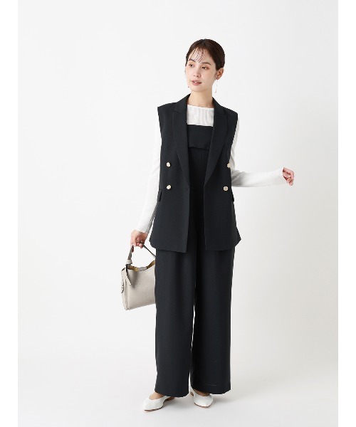 SUIT SQUARE(スーツスクエア)の「CHANTOWA/コンビネゾン/ウォッシャブル/シャドーグレンチェック(サロペット/オーバーオール・レディース・ネイビー/ブラウン・38)」の13枚目の写真