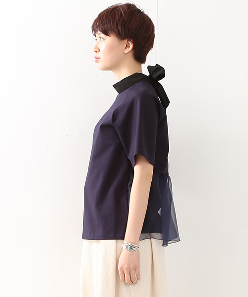 NON TOKYO（ノントーキョー）の「NON TOKYO×Ray BEAMS / 別注 リボンフリル Tシャツ（Tシャツ/カットソー・レディース・ネイビー・ONE SIZE）」の9枚目の写真