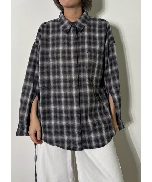 MIDVEIN(ミッドヴェイン)の「race down SH check(シャツ/ブラウス・レディース・ブルー/レッド/ブラック・FREE)」の2枚目の写真