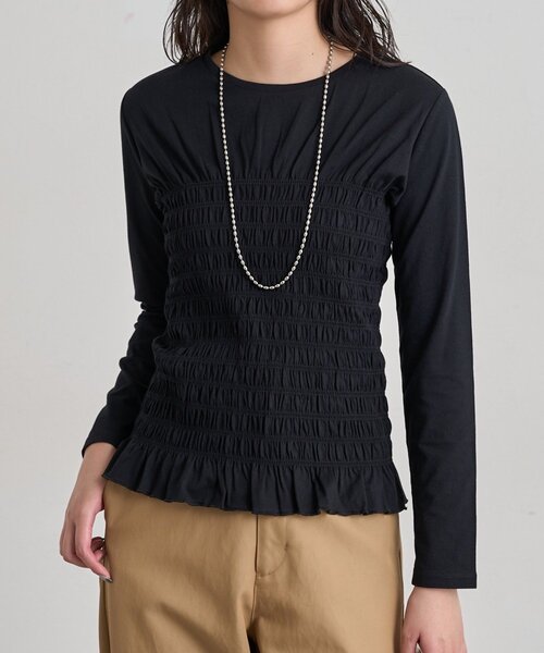 LOUNGEDRESS（ラウンジドレス）の「シャーリングカットソー（Tシャツ/カットソー・レディース・ブラック/オフホワイト・FREE）」の11枚目の写真
