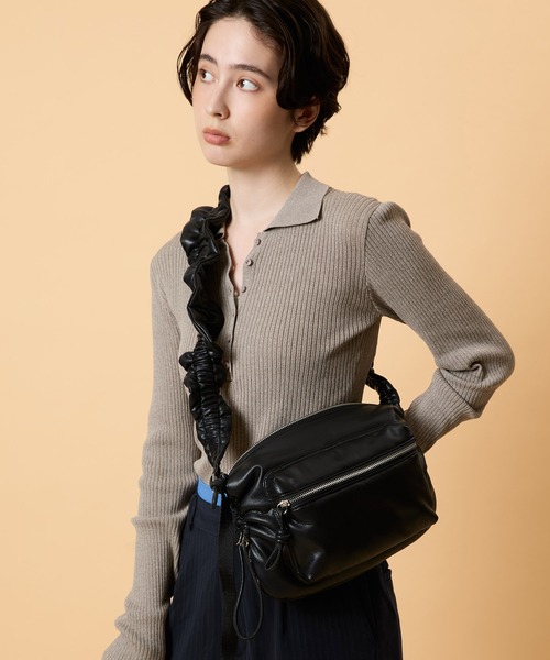 CONTROL FREAK / CTFK(コントロールフリーク)の「CONTROL FREAK / CTFK(コントロールフリーク)PUギャザークロスボディバッグ(ショルダーバッグ・レディース・アイボリー/ブラック/ブラウン・FREE)」の12枚目の写真