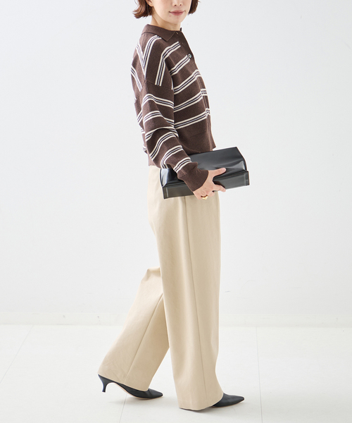 journal standard L'essage(ジャーナルスタンダードレサージュ)の「畔ボーダーニットポロシャツ(ニット/セーター・レディース・ブラック/ブラウン・FREE)」の14枚目の写真